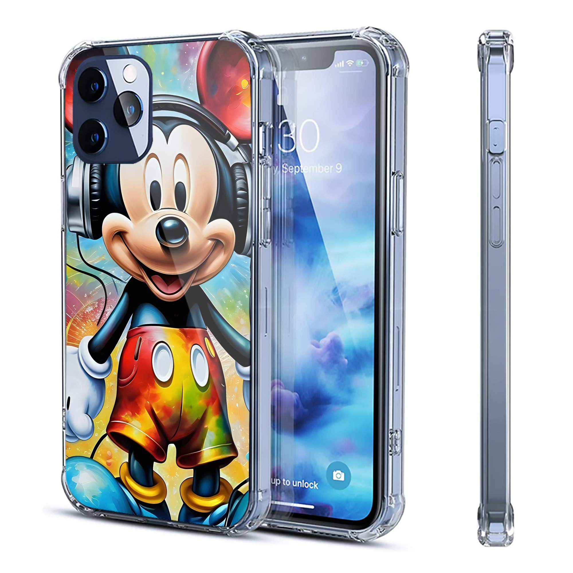 （画像用） ミッキーマウス Mickey Mouse 【iPhone 12シリーズ対応】透明スマホケース（クリアソフトケース）